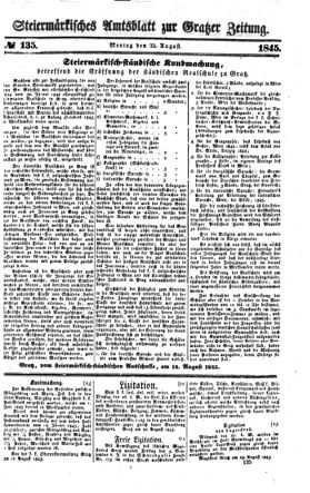 Steyermärkisches Amtsblatt zur Grätzer Zeitung 18450825 Seite: 1