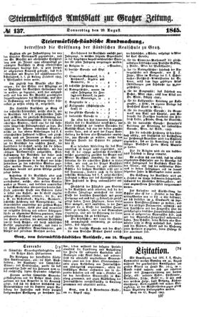 Steyermärkisches Amtsblatt zur Grätzer Zeitung 18450828 Seite: 1