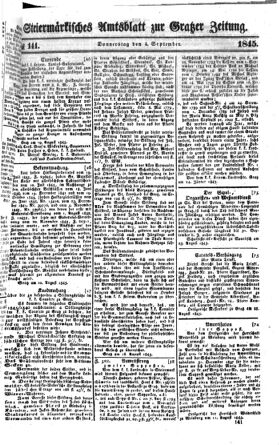 Steyermärkisches Amtsblatt zur Grätzer Zeitung 18450904 Seite: 1