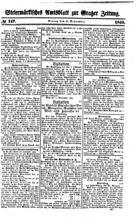 Steyermärkisches Amtsblatt zur Grätzer Zeitung 18450915 Seite: 1