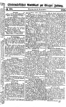 Steyermärkisches Amtsblatt zur Grätzer Zeitung 18450929 Seite: 1