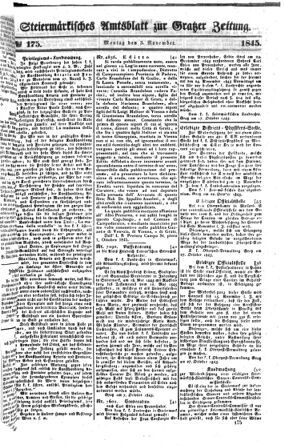 Steyermärkisches Amtsblatt zur Grätzer Zeitung 18451103 Seite: 1