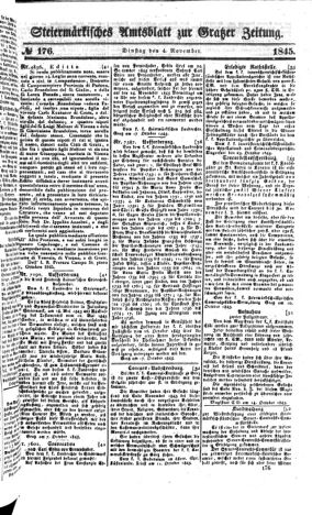 Steyermärkisches Amtsblatt zur Grätzer Zeitung 18451104 Seite: 1