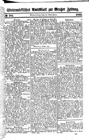 Steyermärkisches Amtsblatt zur Grätzer Zeitung 18451113 Seite: 1