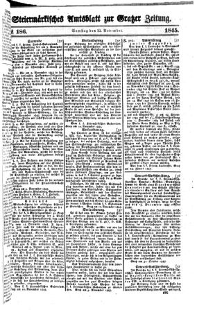 Steyermärkisches Amtsblatt zur Grätzer Zeitung 18451122 Seite: 1