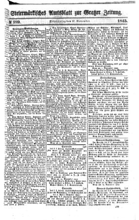 Steyermärkisches Amtsblatt zur Grätzer Zeitung 18451127 Seite: 1