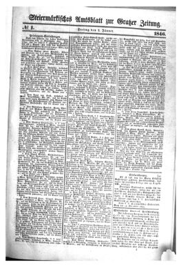 Steyermärkisches Amtsblatt zur Grätzer Zeitung 18460102 Seite: 1