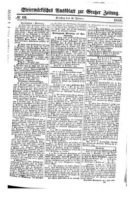 Steyermärkisches Amtsblatt zur Grätzer Zeitung 18460120 Seite: 1