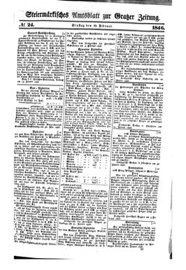 Steyermärkisches Amtsblatt zur Grätzer Zeitung 18460210 Seite: 1