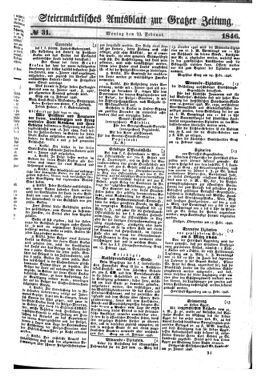 Steyermärkisches Amtsblatt zur Grätzer Zeitung 18460223 Seite: 1