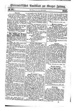 Steyermärkisches Amtsblatt zur Grätzer Zeitung 18460224 Seite: 1