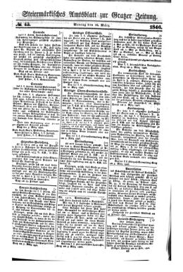 Steyermärkisches Amtsblatt zur Grätzer Zeitung 18460316 Seite: 1