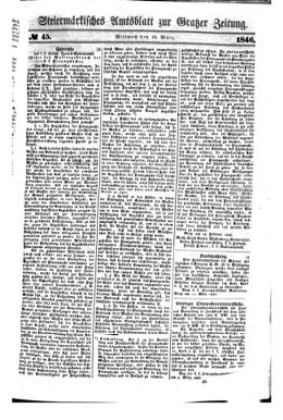 Steyermärkisches Amtsblatt zur Grätzer Zeitung 18460318 Seite: 1