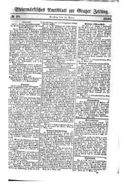 Steyermärkisches Amtsblatt zur Grätzer Zeitung 18460324 Seite: 1