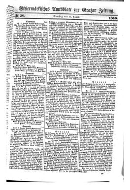 Steyermärkisches Amtsblatt zur Grätzer Zeitung 18460411 Seite: 1