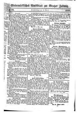 Steyermärkisches Amtsblatt zur Grätzer Zeitung 18460416 Seite: 1