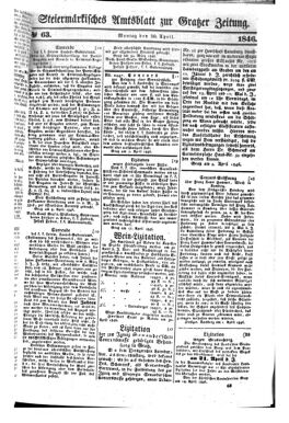 Steyermärkisches Amtsblatt zur Grätzer Zeitung 18460420 Seite: 1