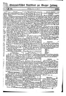 Steyermärkisches Amtsblatt zur Grätzer Zeitung 18460421 Seite: 1