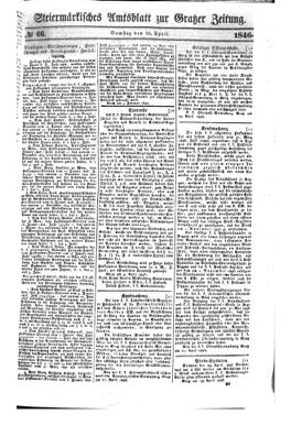 Steyermärkisches Amtsblatt zur Grätzer Zeitung 18460425 Seite: 1