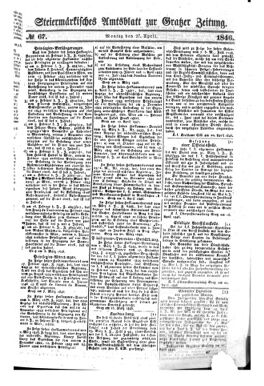 Steyermärkisches Amtsblatt zur Grätzer Zeitung 18460427 Seite: 1