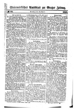 Steyermärkisches Amtsblatt zur Grätzer Zeitung 18460428 Seite: 1