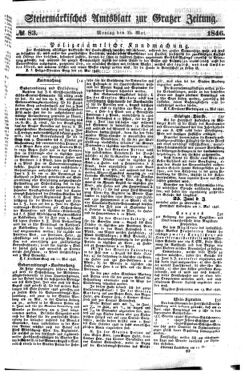 Steyermärkisches Amtsblatt zur Grätzer Zeitung 18460525 Seite: 1