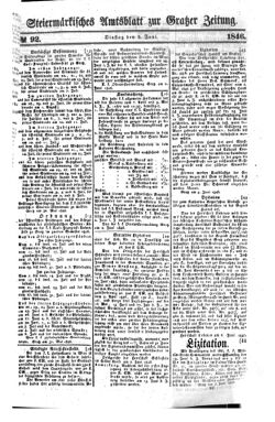 Steyermärkisches Amtsblatt zur Grätzer Zeitung 18460609 Seite: 1