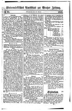 Steyermärkisches Amtsblatt zur Grätzer Zeitung 18460610 Seite: 1