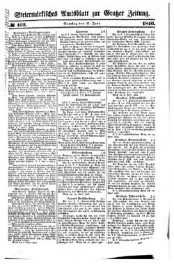 Steyermärkisches Amtsblatt zur Grätzer Zeitung 18460627 Seite: 1