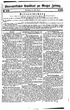 Steyermärkisches Amtsblatt zur Grätzer Zeitung 18460630 Seite: 1