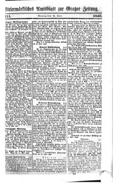 Steyermärkisches Amtsblatt zur Grätzer Zeitung 18460713 Seite: 1