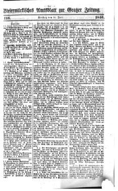 Steyermärkisches Amtsblatt zur Grätzer Zeitung 18460721 Seite: 1