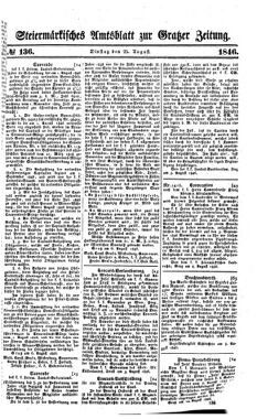 Steyermärkisches Amtsblatt zur Grätzer Zeitung 18460825 Seite: 1