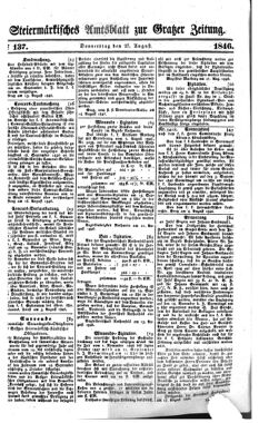 Steyermärkisches Amtsblatt zur Grätzer Zeitung 18460827 Seite: 1