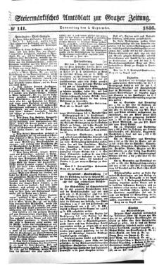 Steyermärkisches Amtsblatt zur Grätzer Zeitung 18460903 Seite: 1