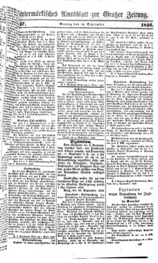 Steyermärkisches Amtsblatt zur Grätzer Zeitung 18460914 Seite: 1