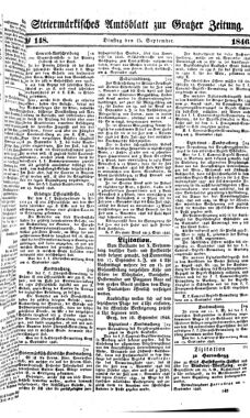 Steyermärkisches Amtsblatt zur Grätzer Zeitung 18460915 Seite: 1