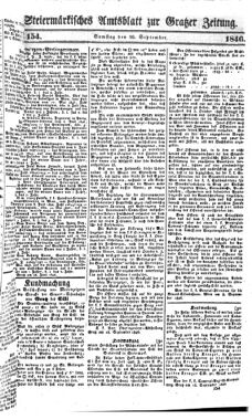 Steyermärkisches Amtsblatt zur Grätzer Zeitung 18460926 Seite: 1