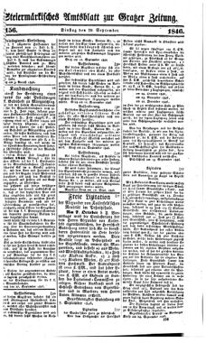 Steyermärkisches Amtsblatt zur Grätzer Zeitung 18460929 Seite: 1