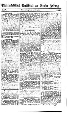 Steyermärkisches Amtsblatt zur Grätzer Zeitung 18461001 Seite: 1