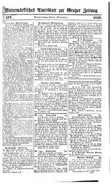 Steyermärkisches Amtsblatt zur Grätzer Zeitung 18461105 Seite: 1