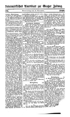 Steyermärkisches Amtsblatt zur Grätzer Zeitung 18461112 Seite: 1