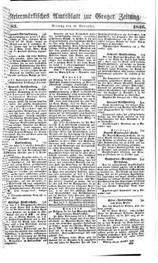 Steyermärkisches Amtsblatt zur Grätzer Zeitung 18461116 Seite: 1