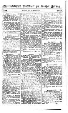 Steyermärkisches Amtsblatt zur Grätzer Zeitung 18461124 Seite: 1