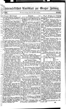 Steyermärkisches Amtsblatt zur Grätzer Zeitung 18461126 Seite: 1