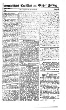 Steyermärkisches Amtsblatt zur Grätzer Zeitung 18461130 Seite: 1