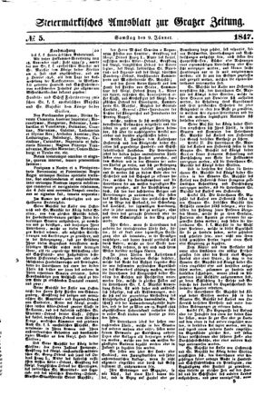 Steyermärkisches Amtsblatt zur Grätzer Zeitung 18470109 Seite: 1