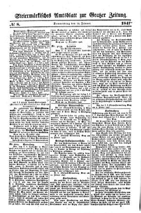 Steyermärkisches Amtsblatt zur Grätzer Zeitung 18470114 Seite: 1