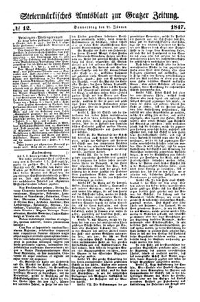 Steyermärkisches Amtsblatt zur Grätzer Zeitung 18470121 Seite: 1