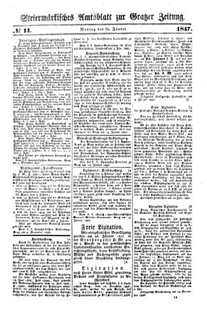 Steyermärkisches Amtsblatt zur Grätzer Zeitung 18470125 Seite: 1